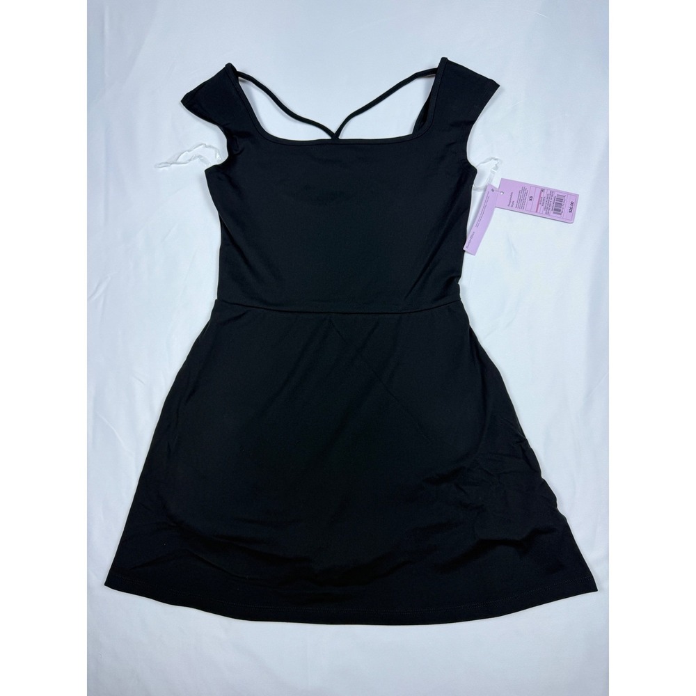 Wild Fable ButterBliss Black Mini Skater Dress Crisscross Back Skort New XS